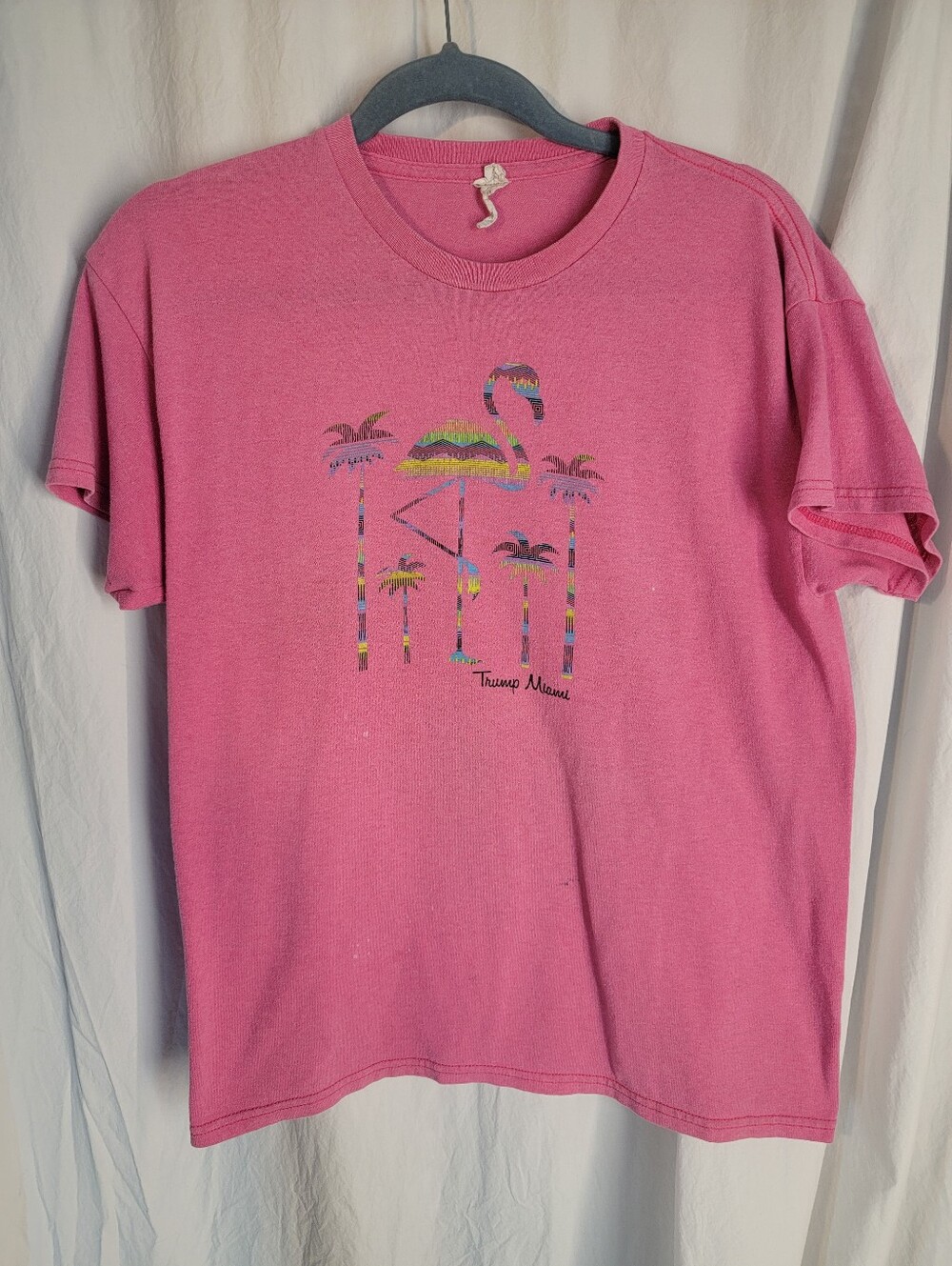 Vintage '90s Pink Flamingo Graphic Tee - Trump Miami